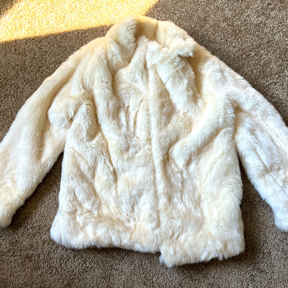 White Faux fur coat